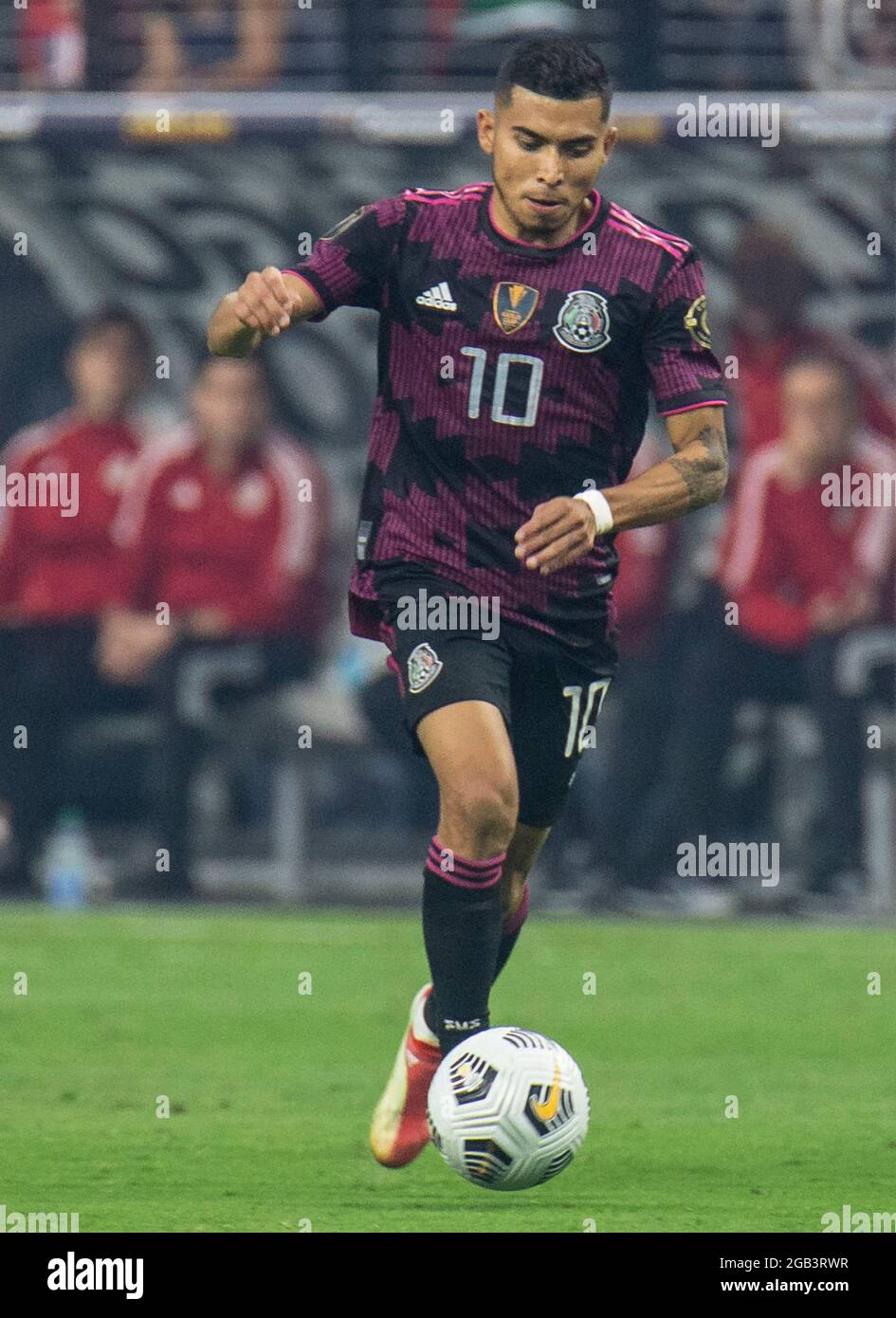 August 01 2021 Las Vegas, NV USA Mexico (10) Orbelin Pineda brings the