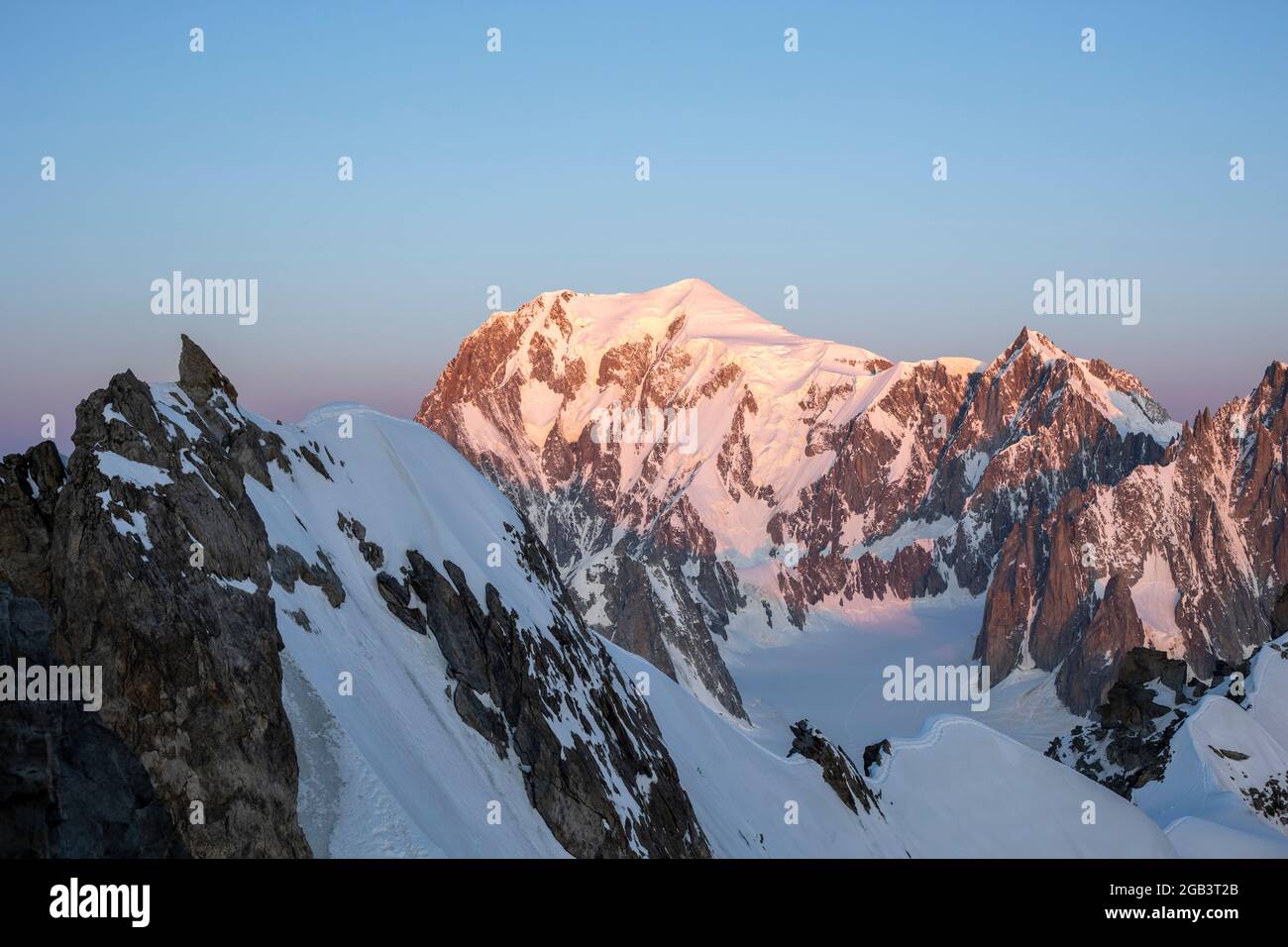 Mont Blanc at sunrise Stock Photo Alamy