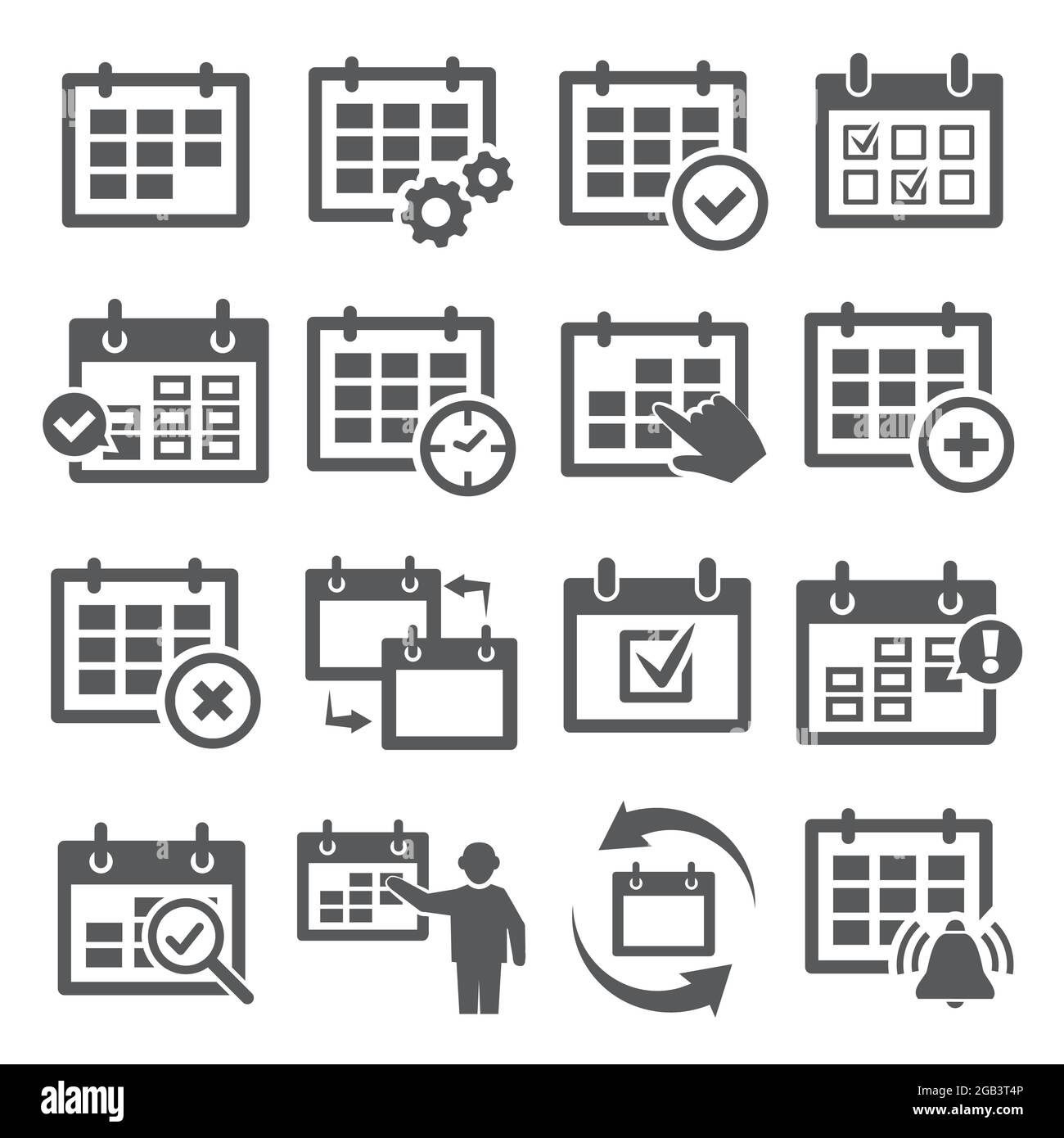 Calendar icons set on white background Stock Vector