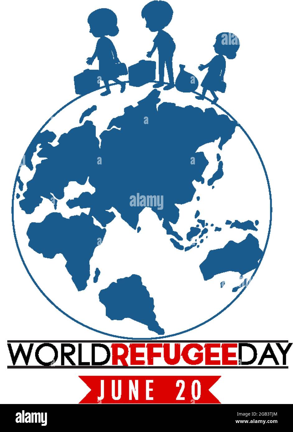 World Refugee Day banner with globe sign on white background ...