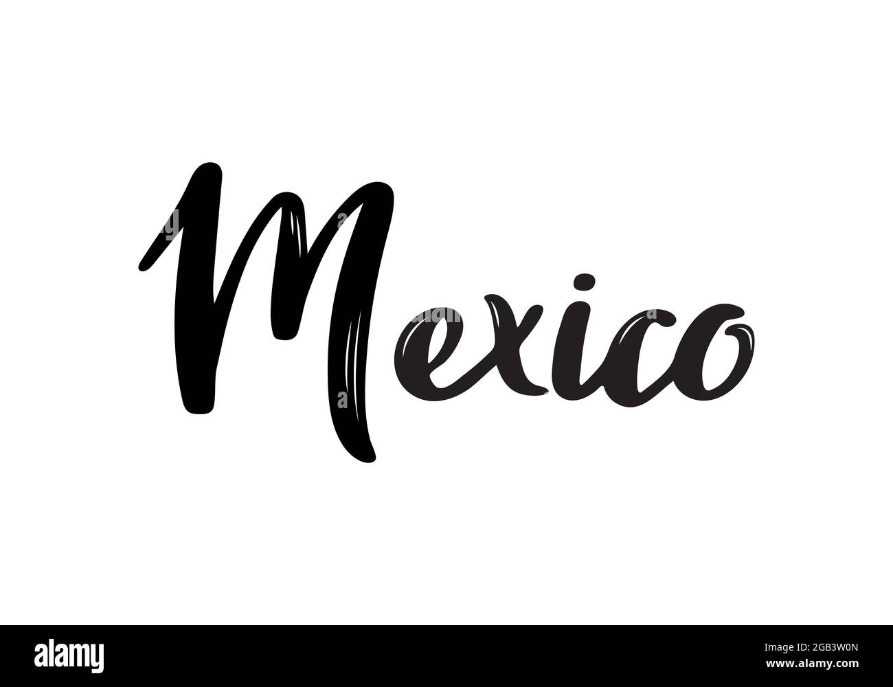 Mexico hand drawn lettering name of Mexico capital. Handwritten inscription. Vector