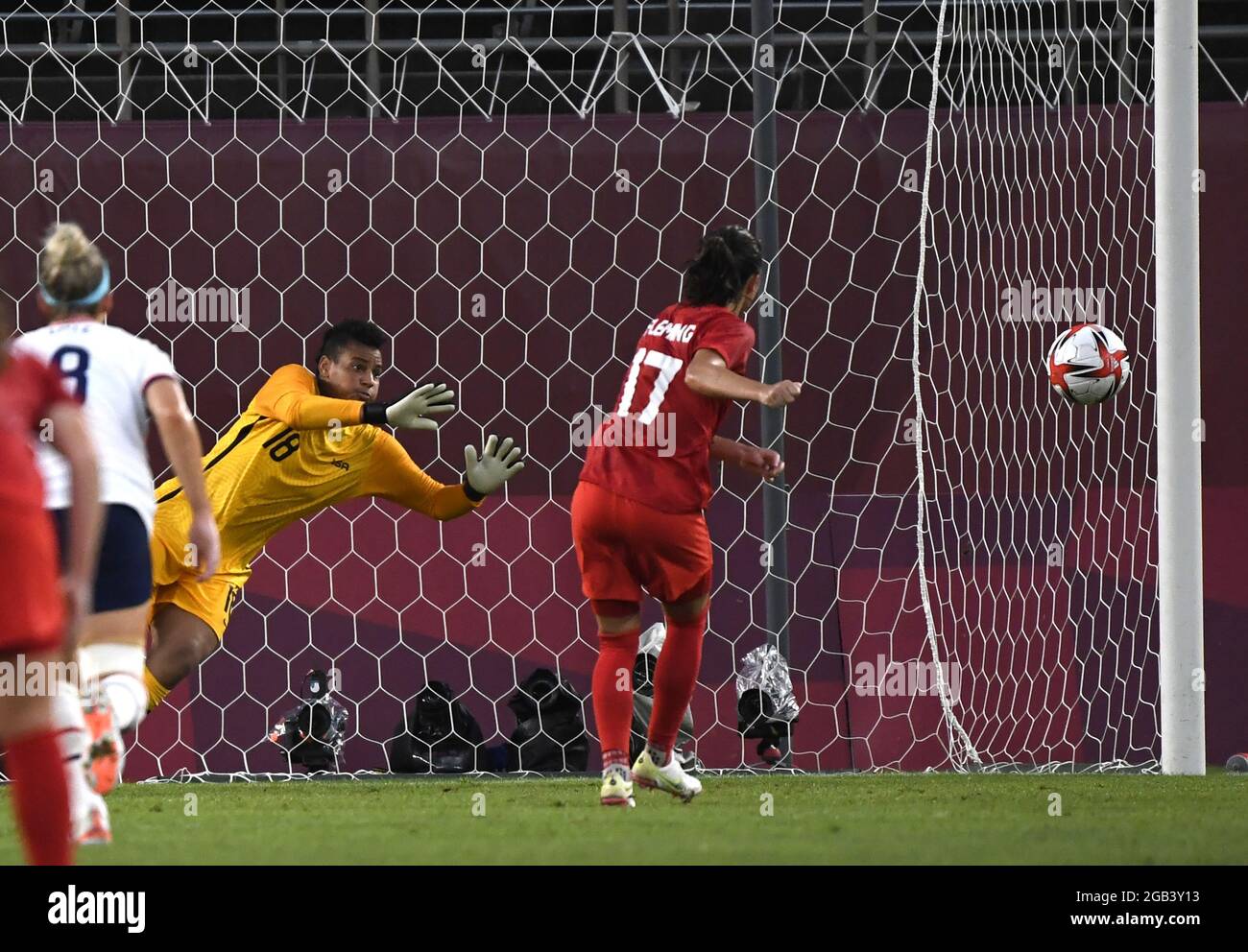 Kashima, Japan. 02nd Aug, 2021. Canada's Jessie Fleming (17) scores a