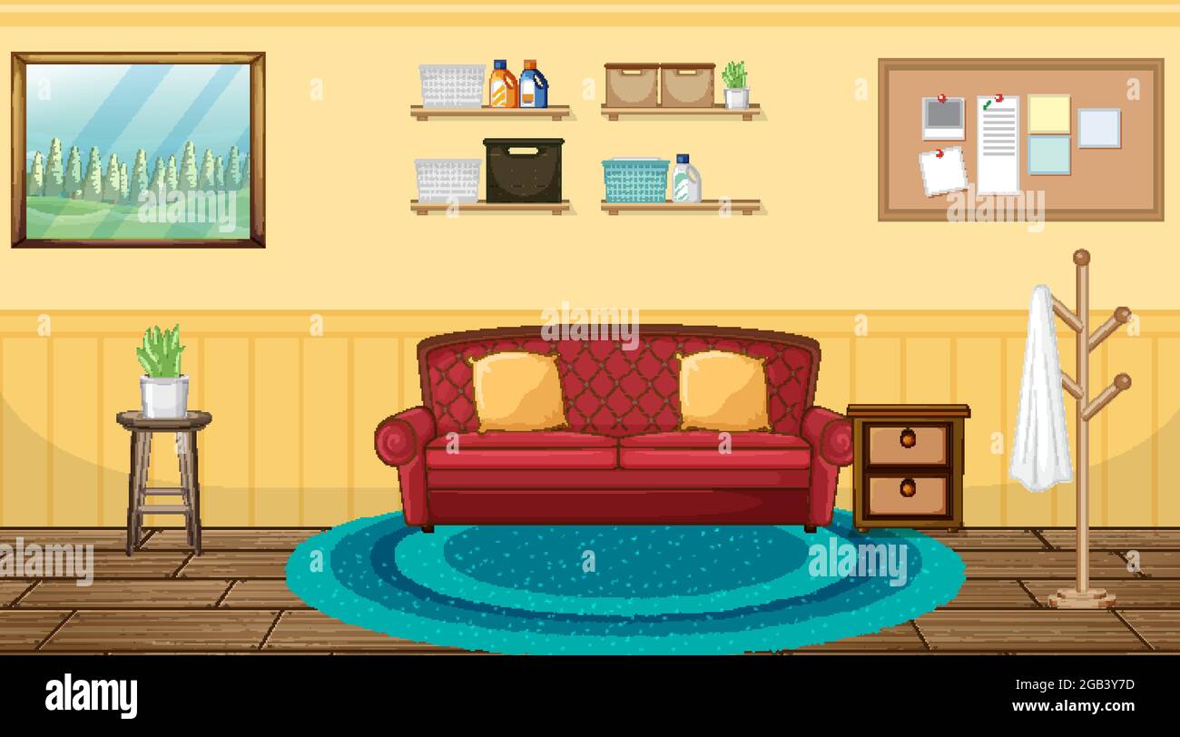 Living room interior design with furniture illustration Stock Vector ...
