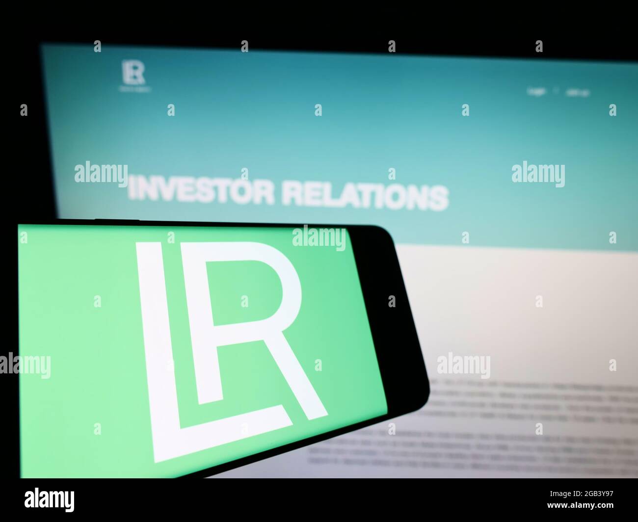 Smartphone with logo of cosmetics company LR Health and Beauty Systems GmbH  on screen in front of website. Focus on center-right of phone display Stock  Photo - Alamy