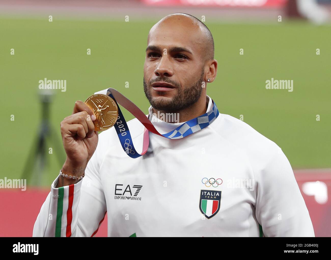 Tokyo, Japan. 02nd Aug, 2021. Gold medalist Lamont Marcell Jacobs of