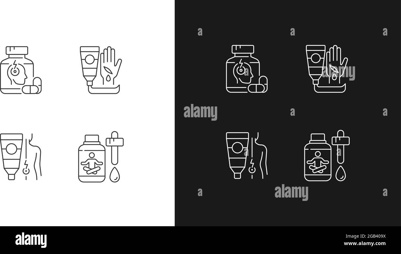 Survival first aid kit linear icons set for dark and light mode Stock Vector