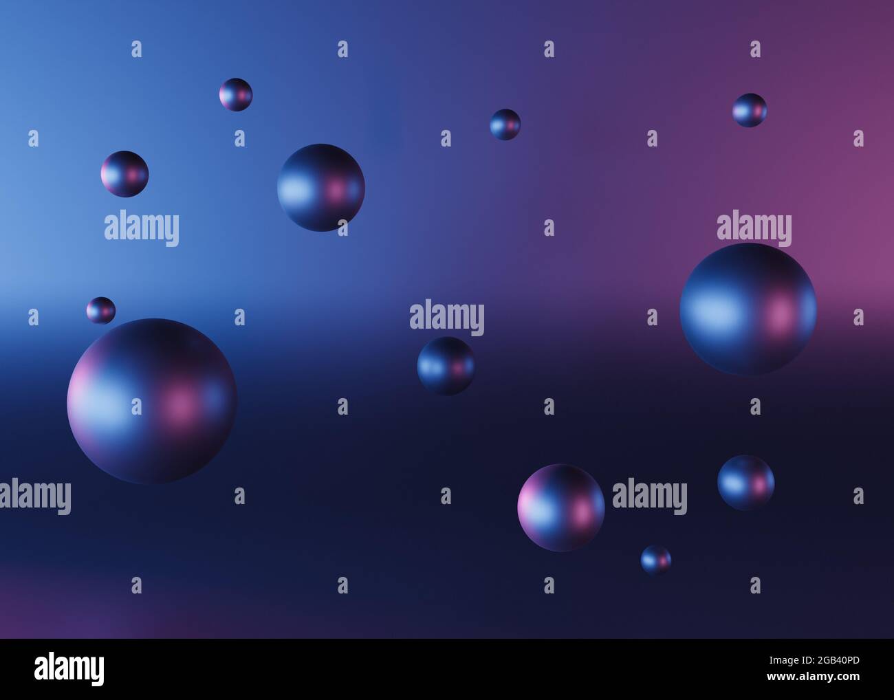 abstract background of floating spheres on metallic background with ...