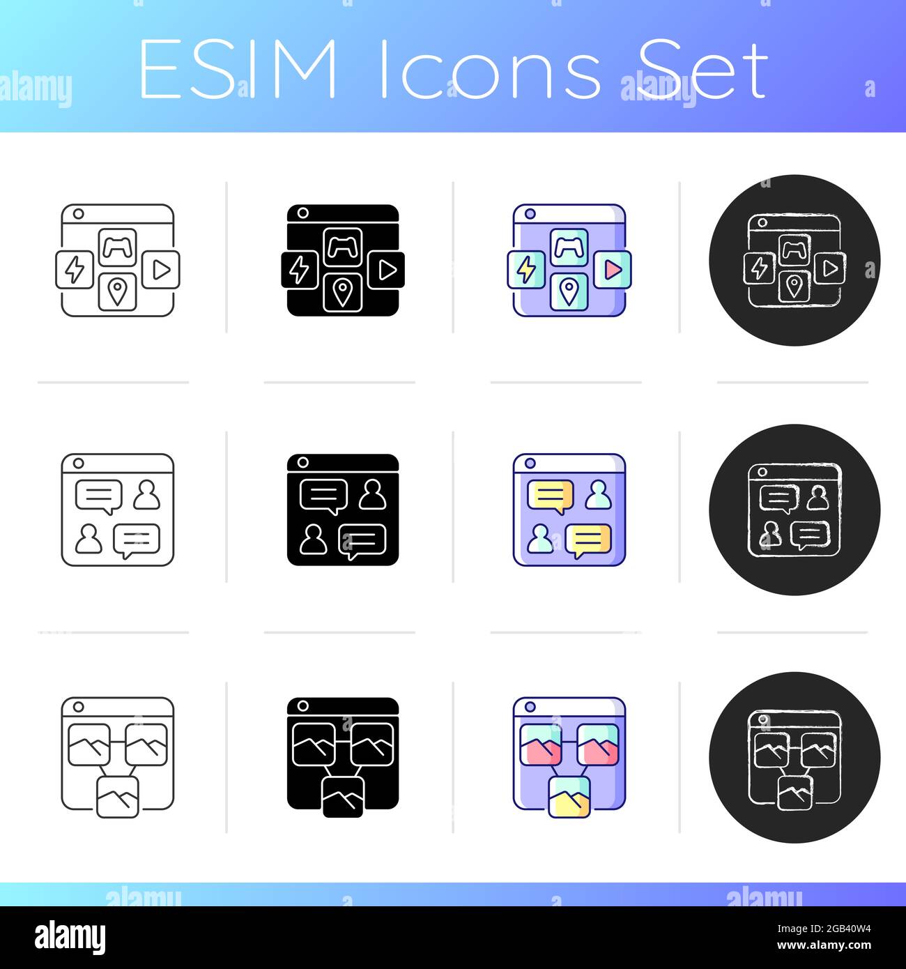 Launching online services icons set Stock Vector Image & Art Alamy