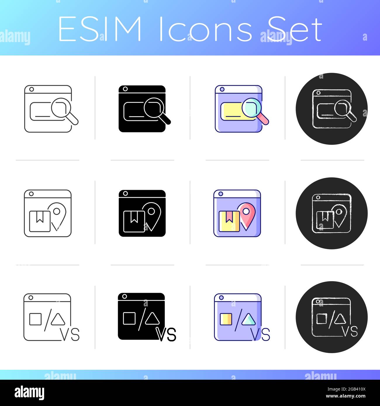 Engaging audience with content icons set Stock Vector