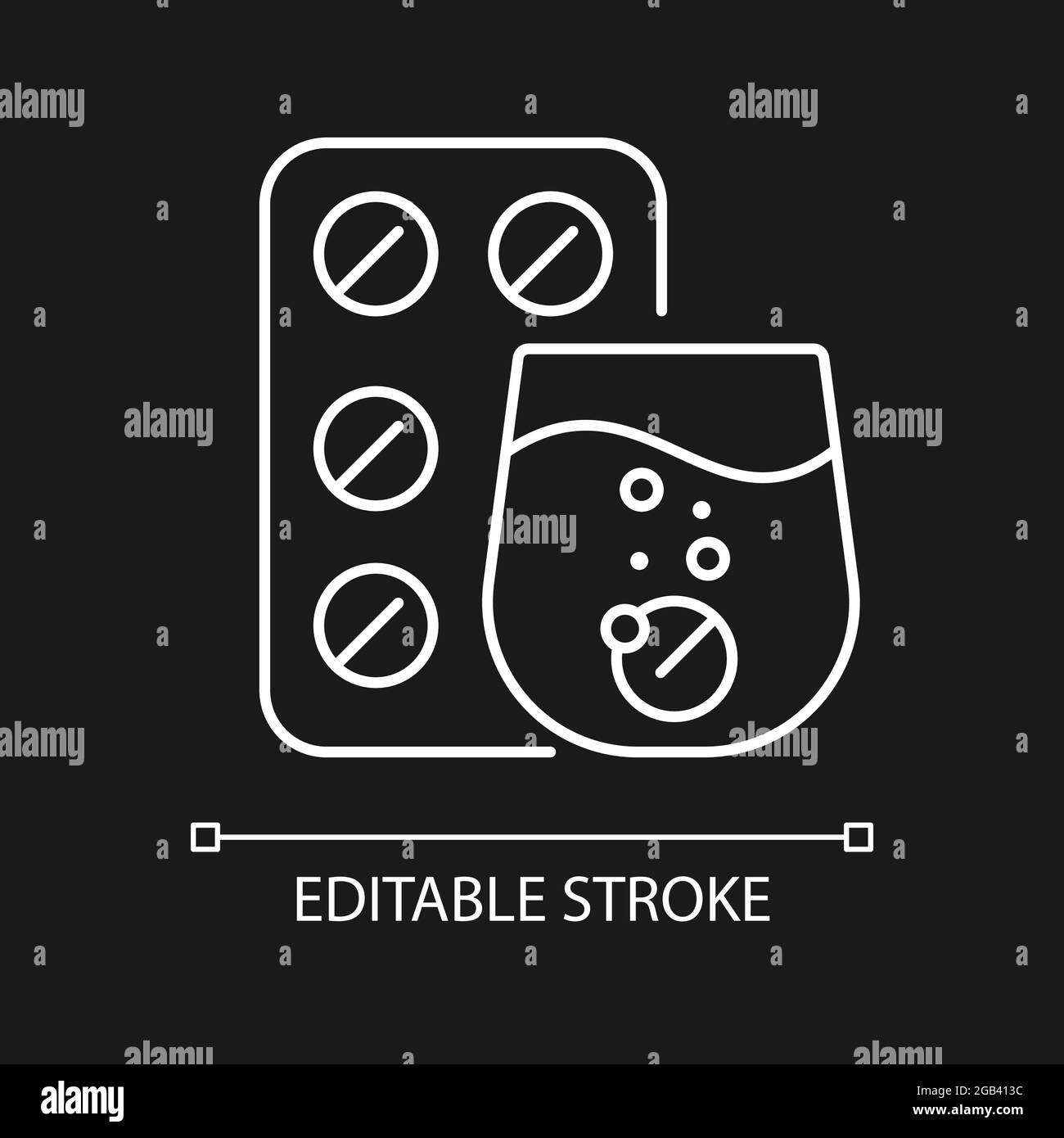 Effervescent tablet for cold relief white linear icon for dark theme ...