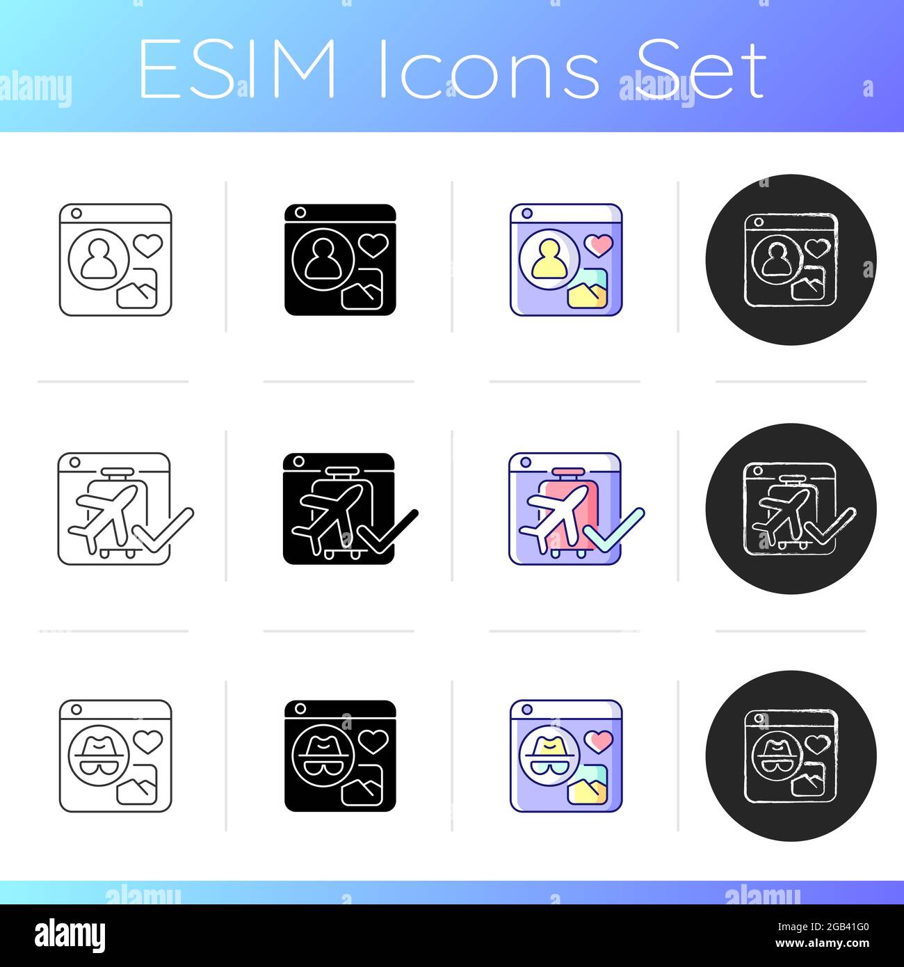 Digital services icons set Stock Vector