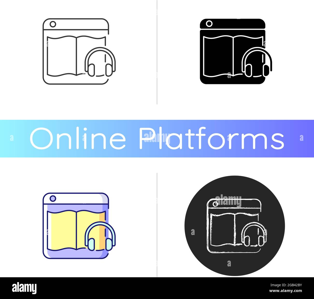 Audiobook online platforms icon Stock Vector