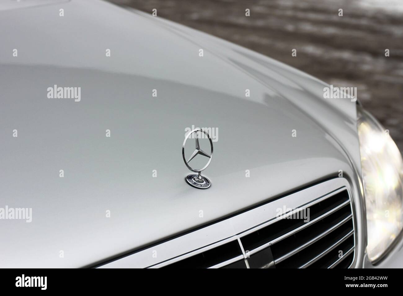 Chernihiv, Ukraine - November 22, 2018: Mercedes-Benz emblem close up Stock Photo