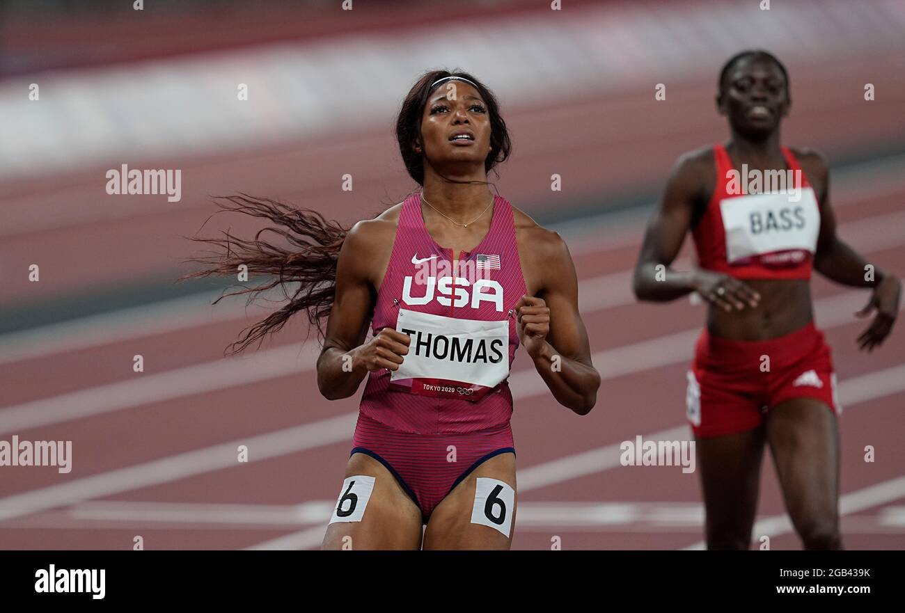 August 2, 2021 Gabrielle Thomas during 200 meter for women at the