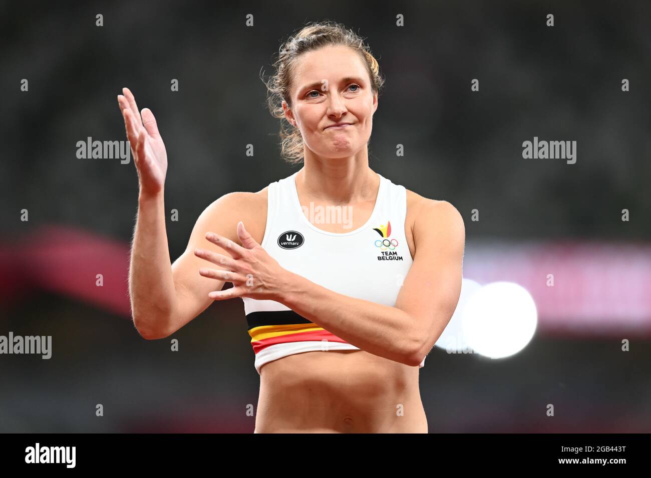Belgian Fanny Smets pictured during the Women Pole Vault qualifications  event of the Athletics competitions on day 101 of the 'Tokyo 2020 Olympic  Game Stock Photo - Alamy