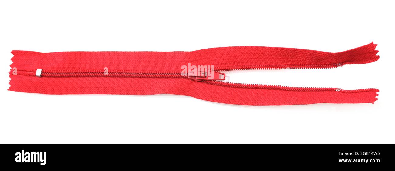 Red zipper isolated on white Stock Photo - Alamy