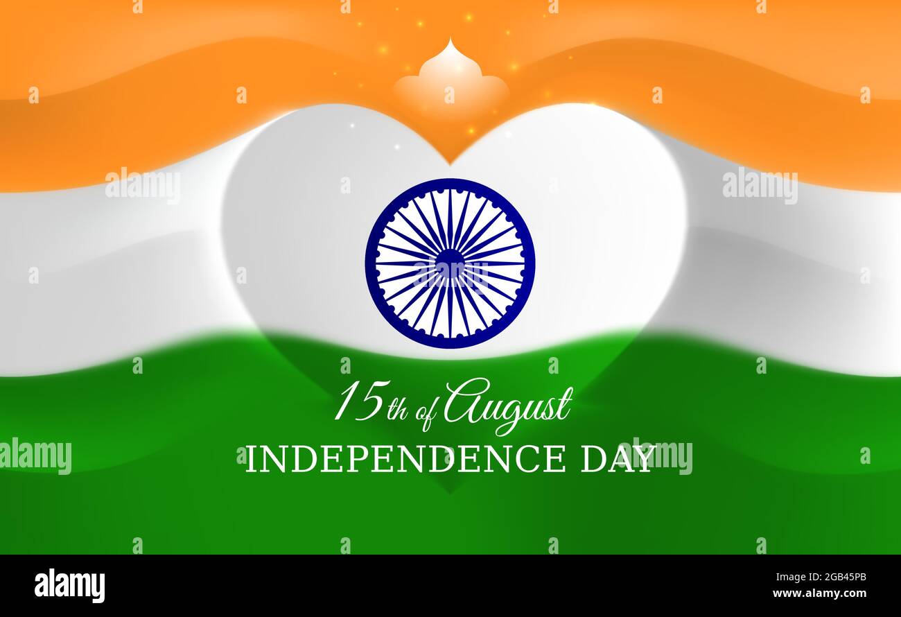 August 15, india independence day, heart shaped indian flag vector