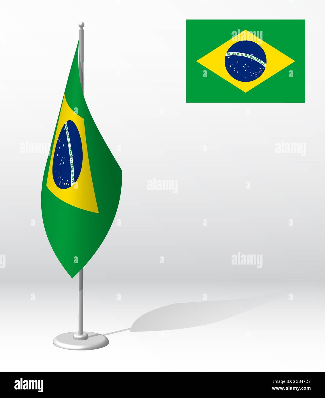 Republic of Brazil flag on flagpole for registration of solemn event ...