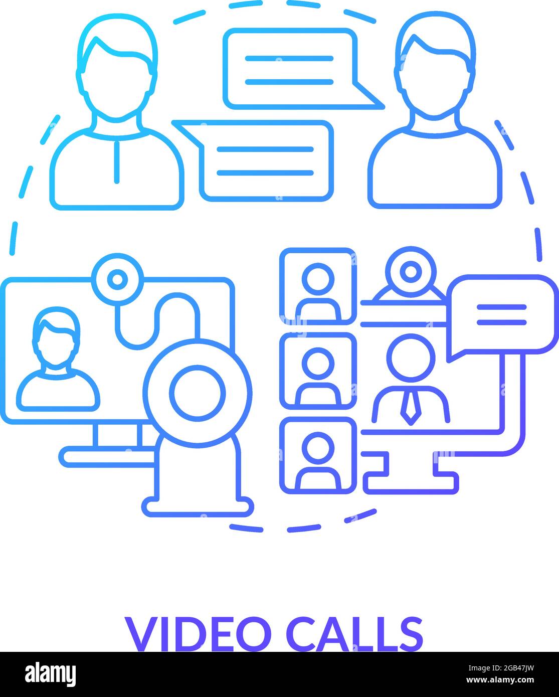 Video call blue gradient concept icon Stock Vector