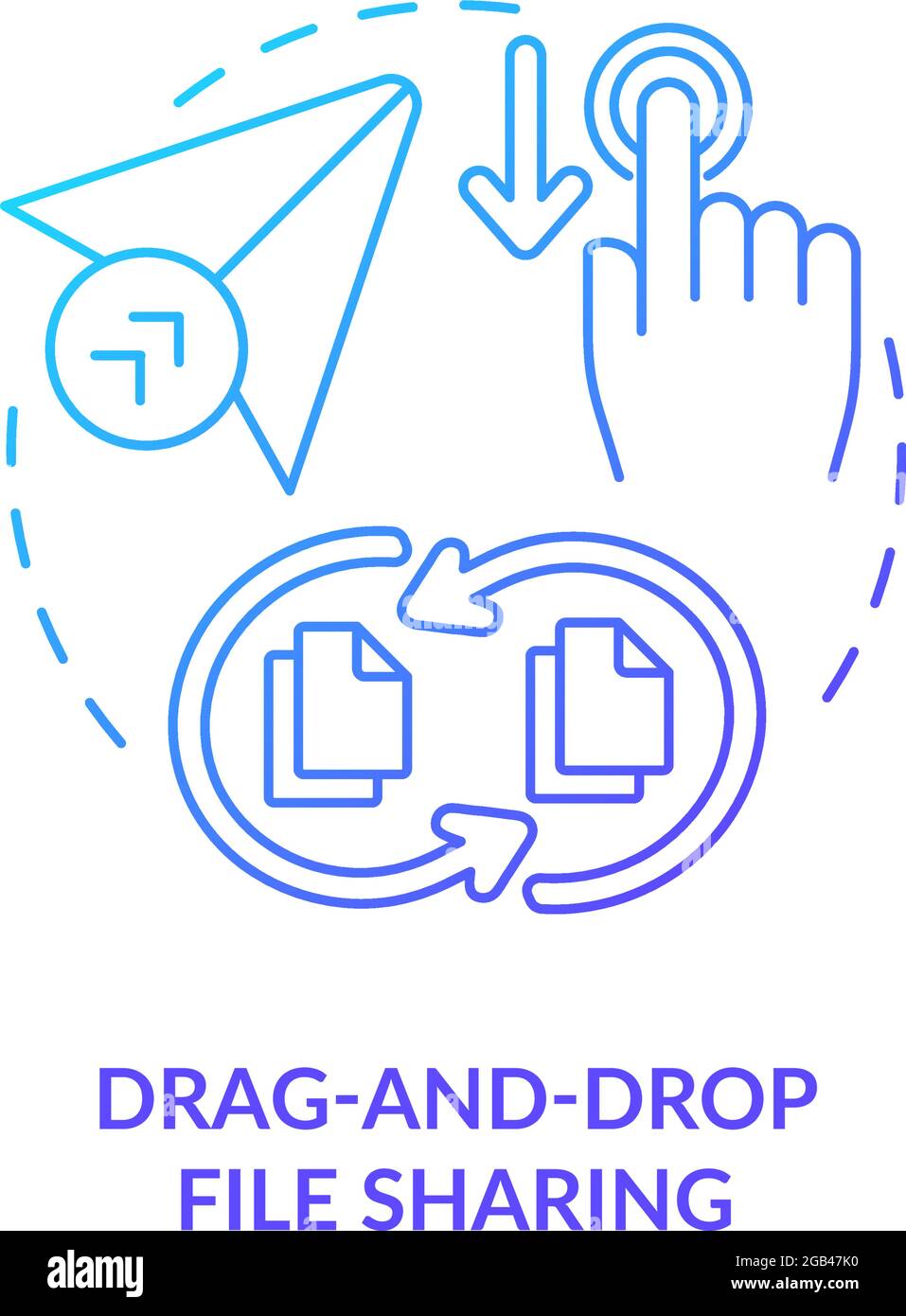 Drag and drop file sharing blue gradient concept icon Stock Vector ...
