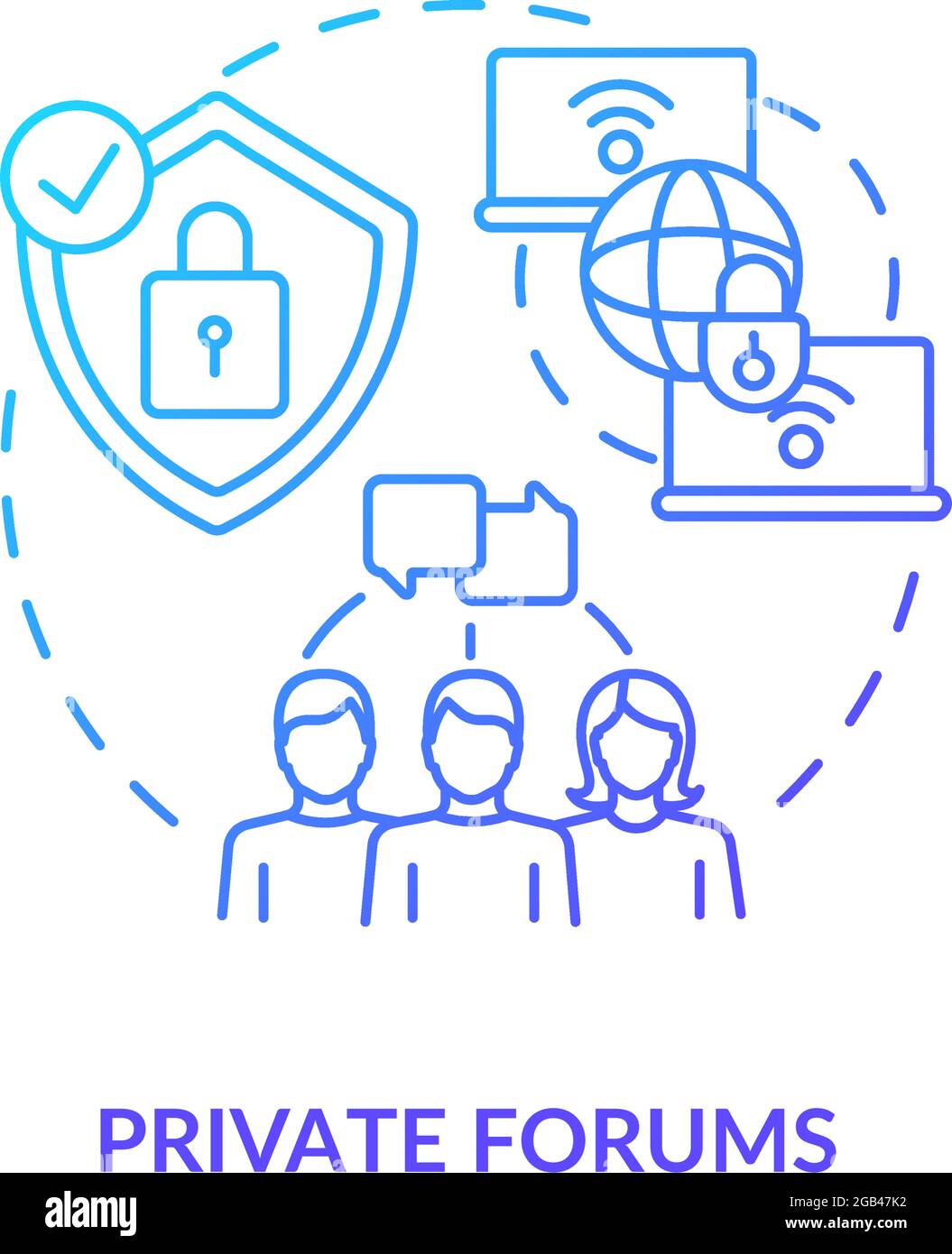 Private forum blue gradient concept icon Stock Vector