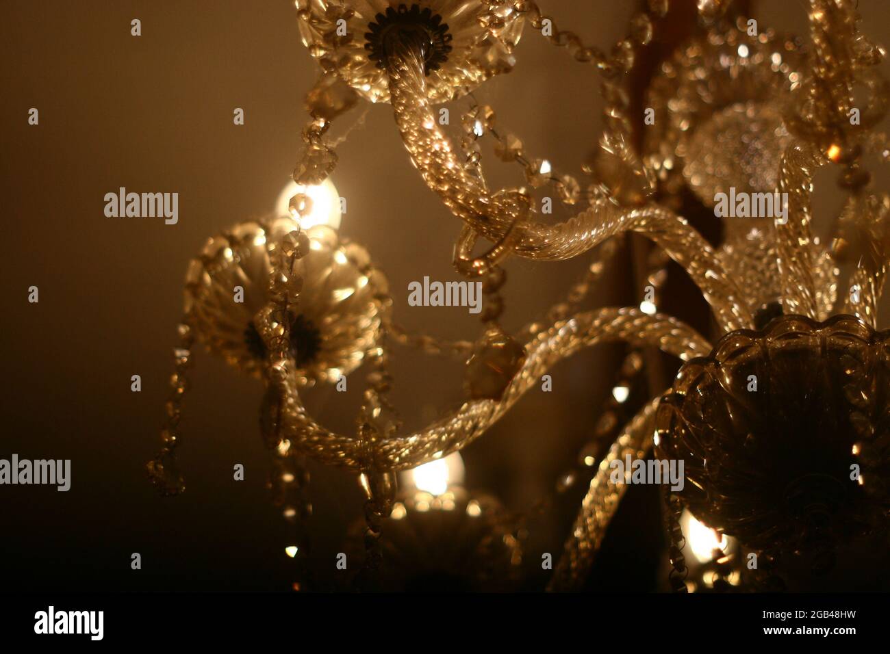 6-Armed Crystal Chandelier Stock Photo