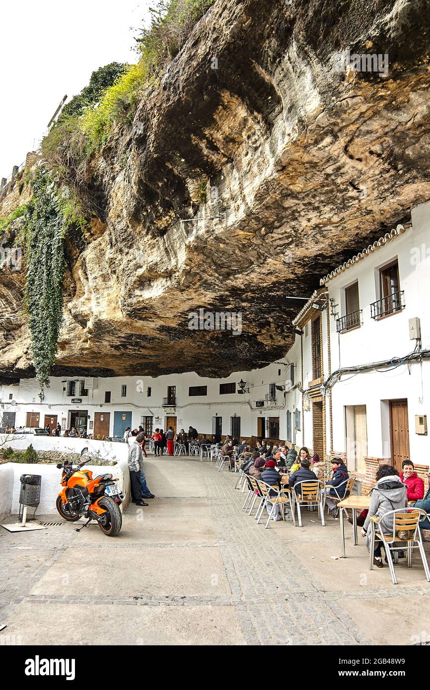 Setenil de las Bodegas, one of the most beautiful white villages in Andalusia, Spain Stock Photo