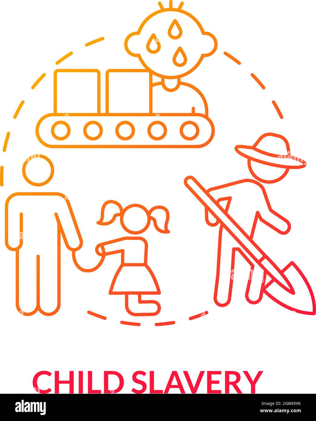 Child slavery red concept icon Stock Vector