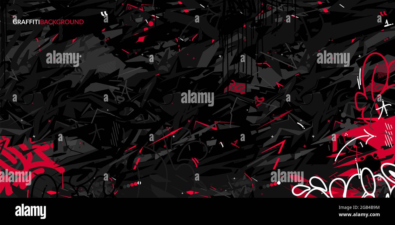 Dark Black Abstract Flat Urban Street Art Graffiti Style Vector Illustration Art Template Background Stock Vector