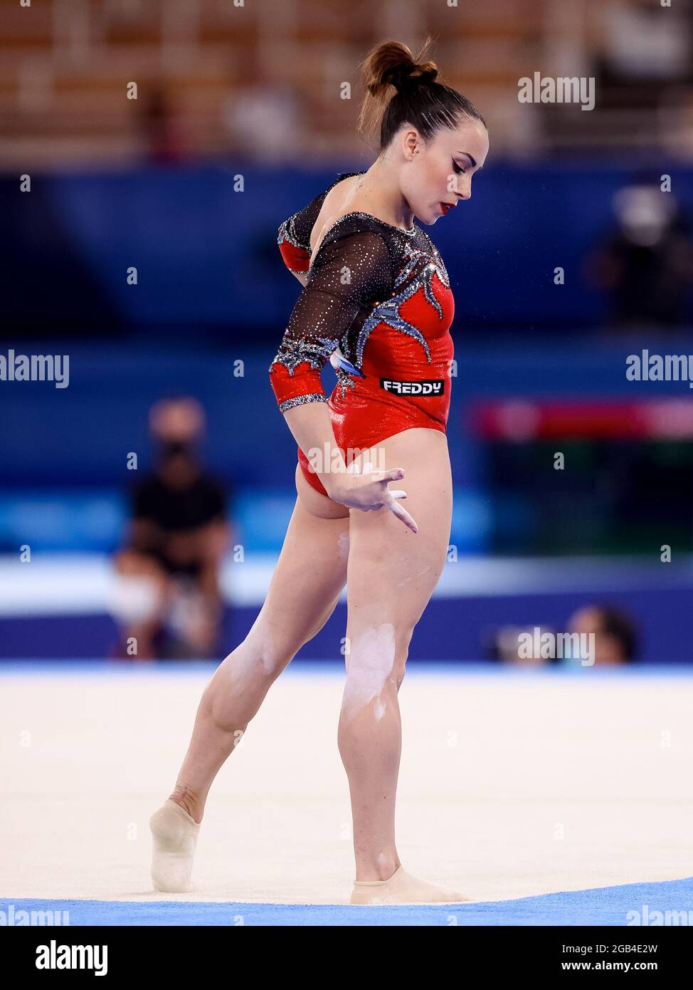 TOKYO, JAPAN - AUGUST 2: Vanessa Ferrari of Italy competing on Women's Floor Exercise Final during the Tokyo 2020 Olympic Games at the Ariake Gymnastics Centre on August 2, 2021 in Tokyo, Japan (Photo by Iris van den Broek/Orange Pictures) Stock Photo