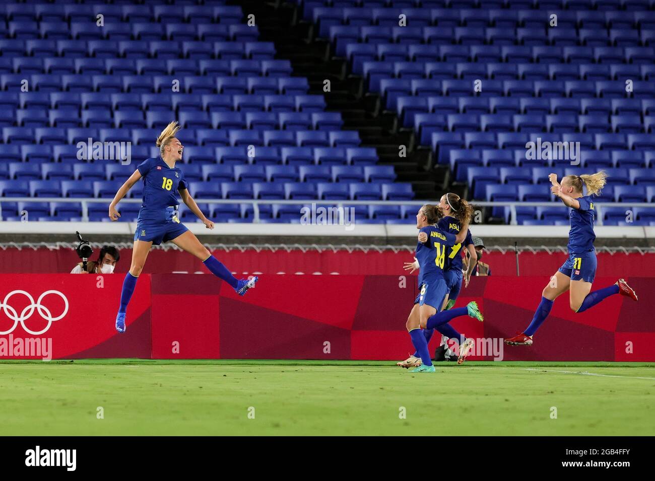 Tokyo, Japan, 2 August, 2021. Fridolina Rolfo of Team Sweden celebrates
