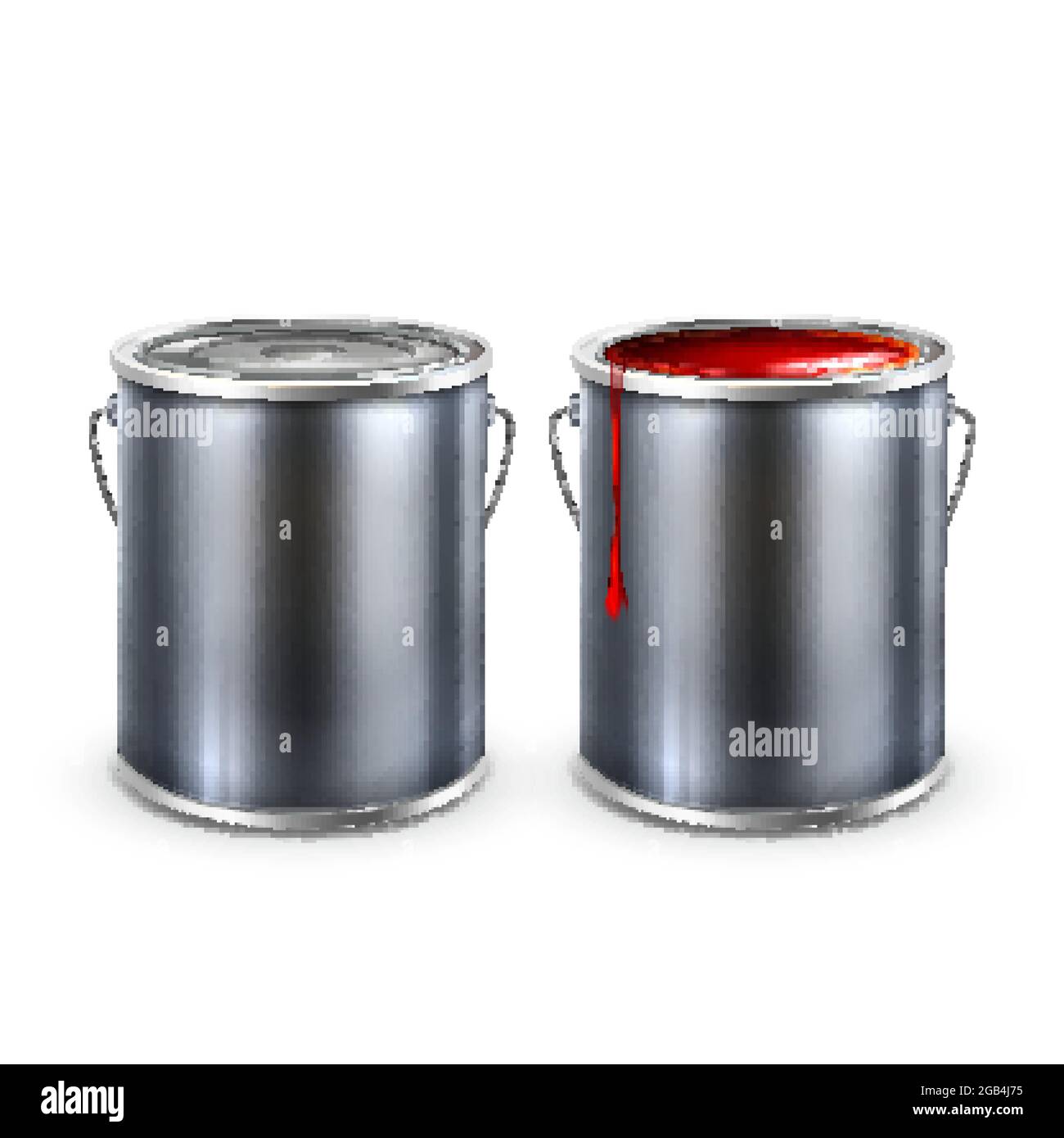 Paint Blank Opened And Closed Buckets Cap Vector Stock Vector Image