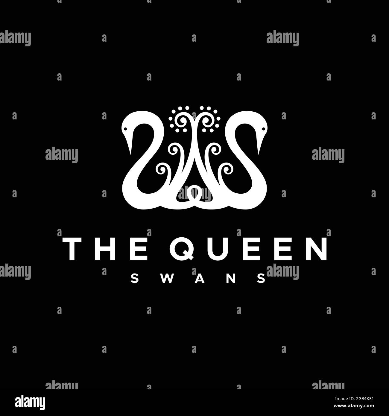 Abstract flat twin swan crown logo Stock Vector