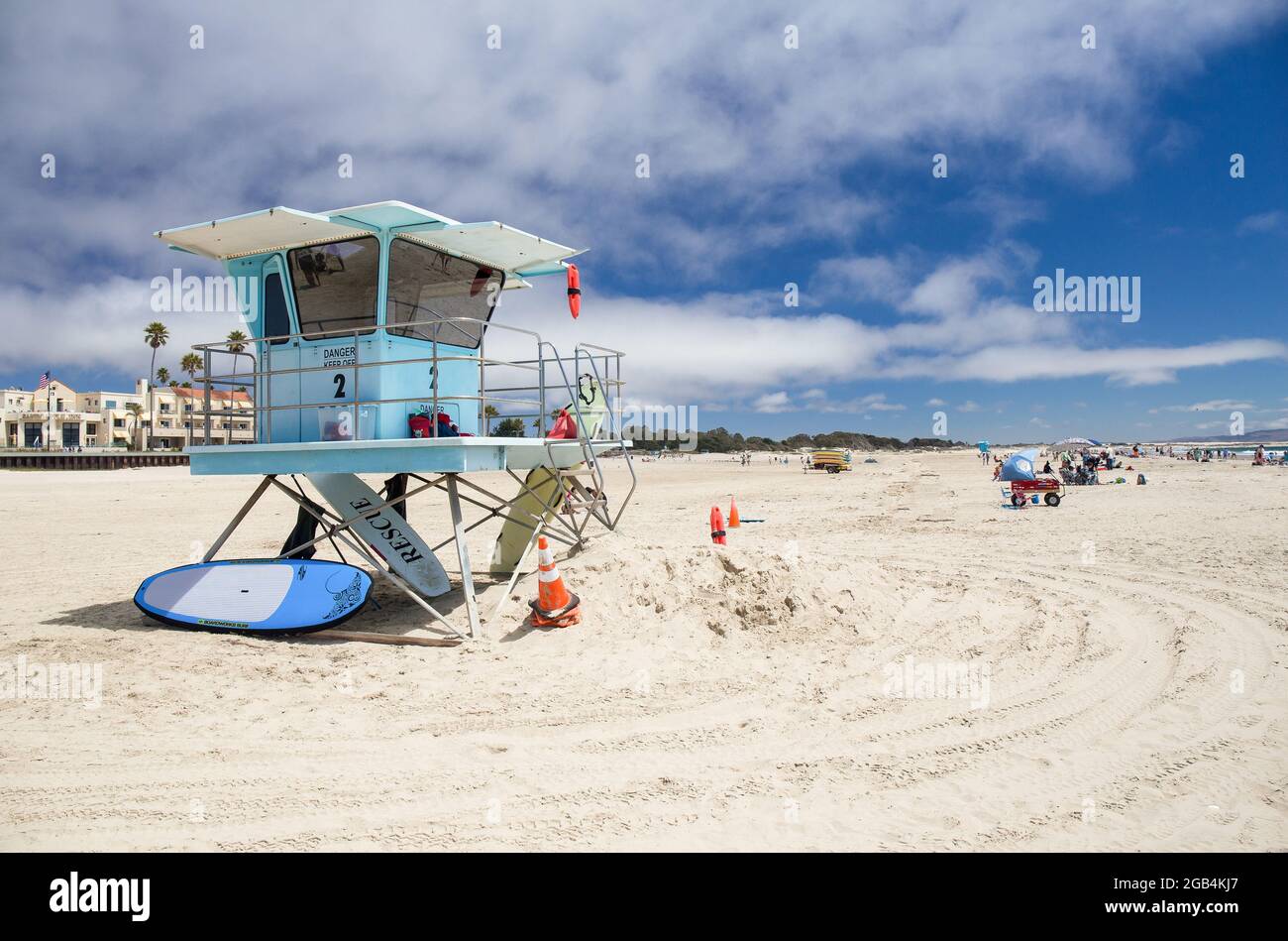 Lifeguard House at Venice Beach in a splendid sun day - Typical american lifeguard house Stock Photo