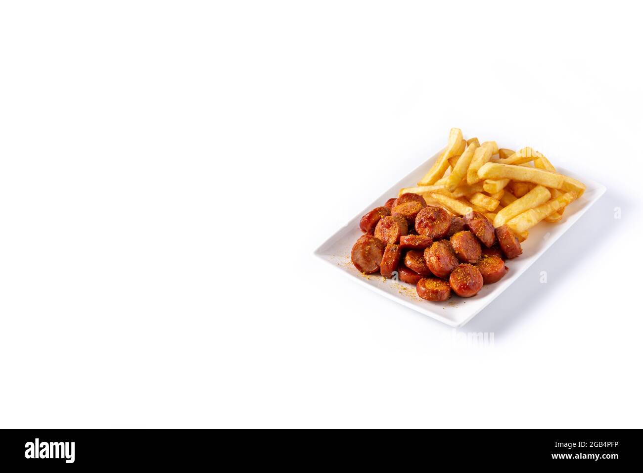 Traditional German currywurst isolated on white background. Typical  Oktoberfest food Stock Photo - Alamy