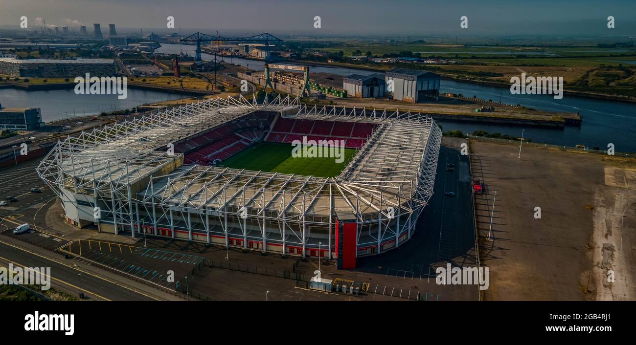 Aerial view of the riverside middlesbrough drone hires stock