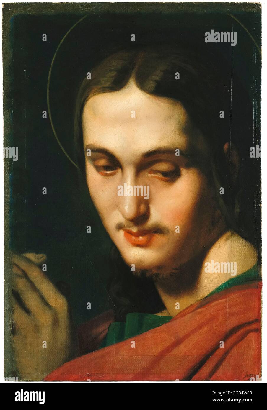 Head of Saint John the Evangelist, painting by Jean Auguste Dominique Ingres, 1817-1867 Stock Photo