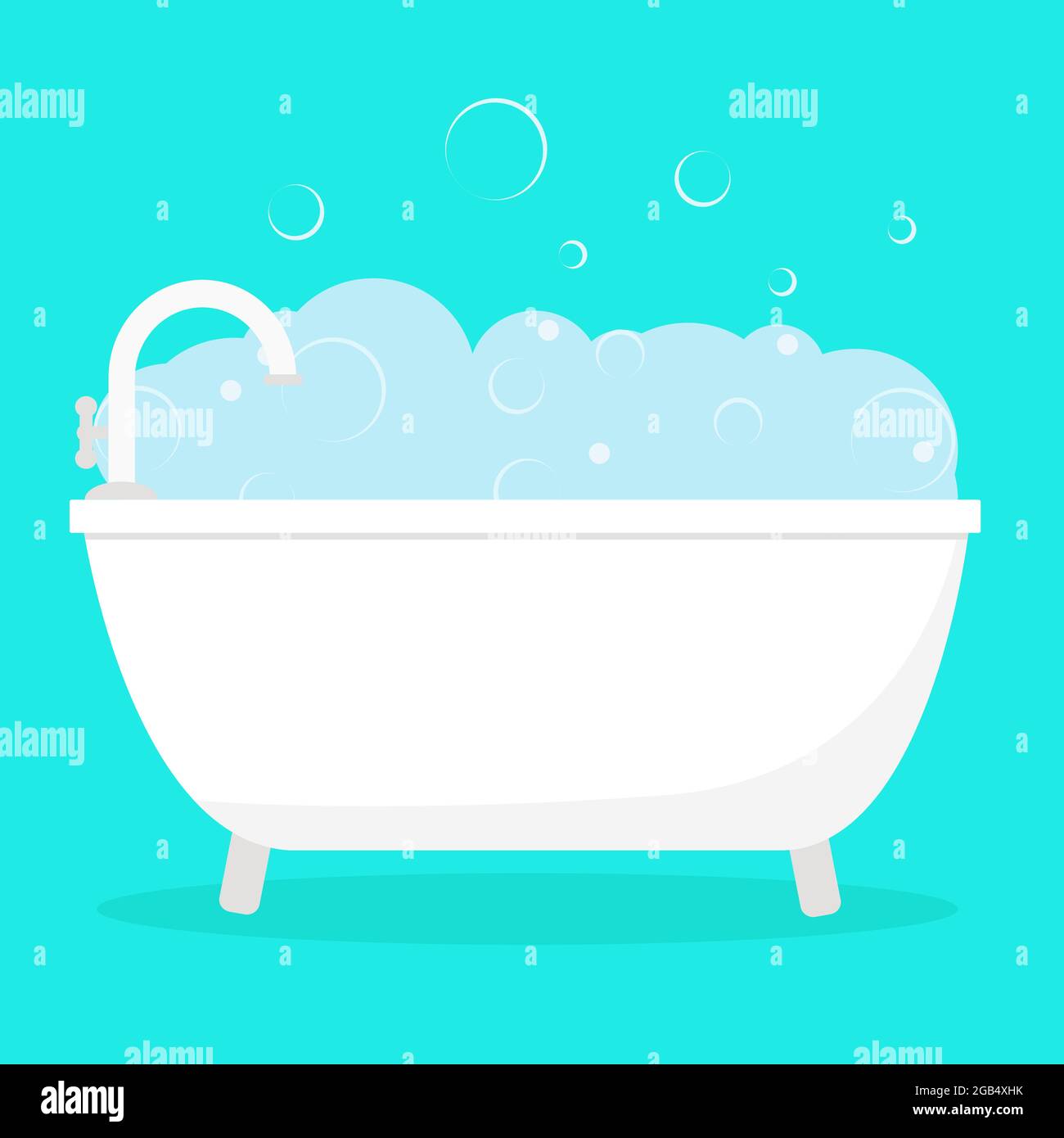 Bath with foam and soap bubbles isolated vector illustration. Stock Vector