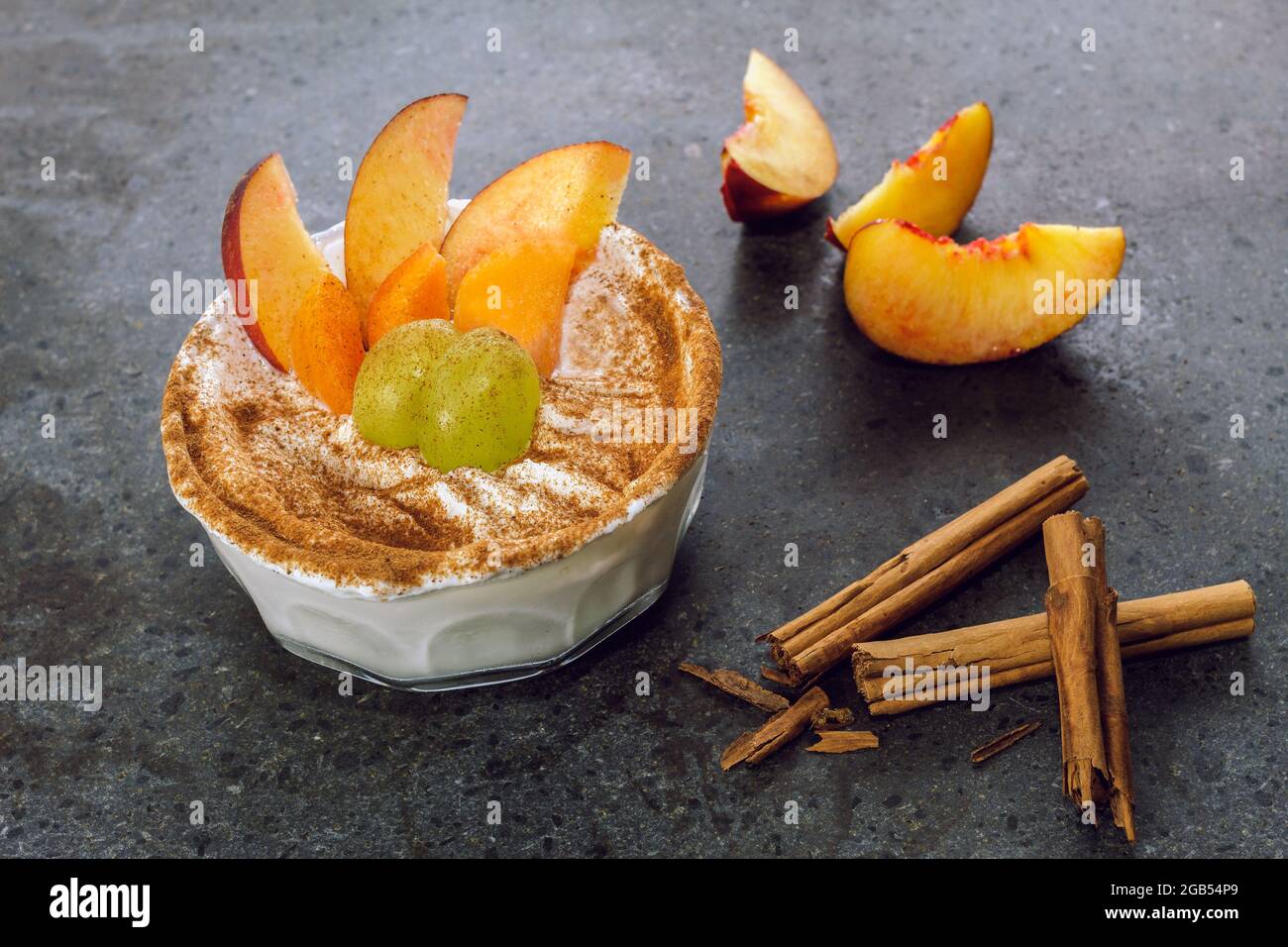 Glass bowl with Greek yogurt Stock Photo - Alamy