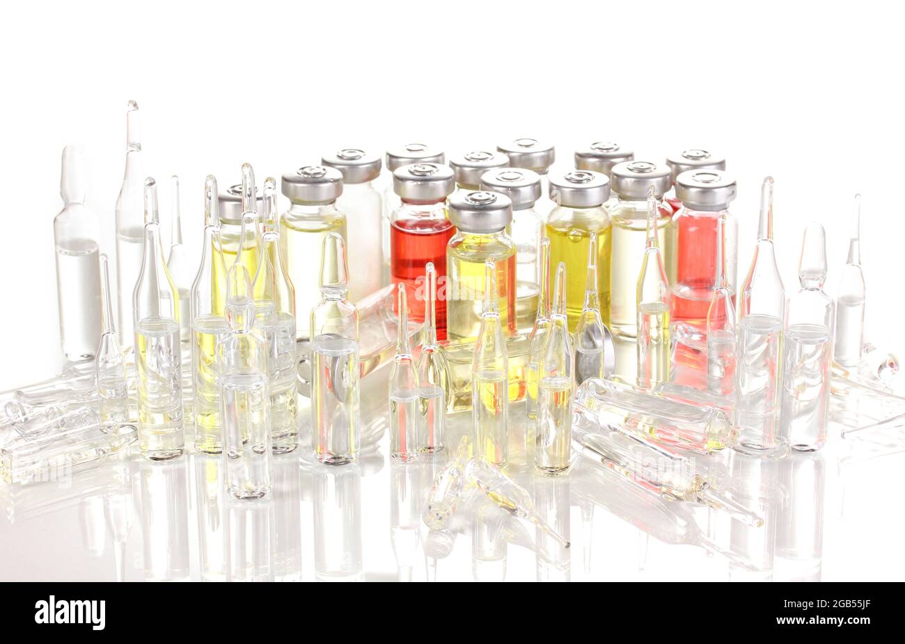 Tablets and ampoules isolated on white Stock Photo Alamy