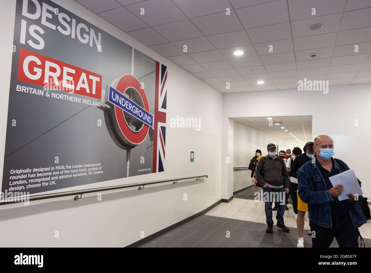 London, UK. 02nd Aug, 2021. London, United Kingdom, August 2, 2021. Travellers arrive at London Luton Airport as Coronavirus restrictions ease for fully vaccined travelers coming to England. Credit: Dominika Zarzycka/Alamy Live News Stock Photo