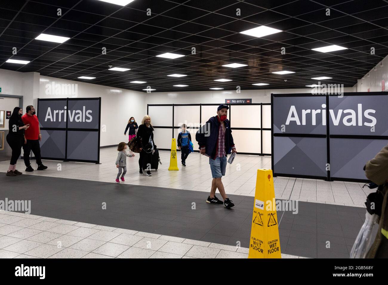 London, UK. 02nd Aug, 2021. London, United Kingdom, August 2, 2021. Travellers arrive at London Luton Airport as Coronavirus restrictions ease for fully vaccined travelers coming to England. Credit: Dominika Zarzycka/Alamy Live News Stock Photo