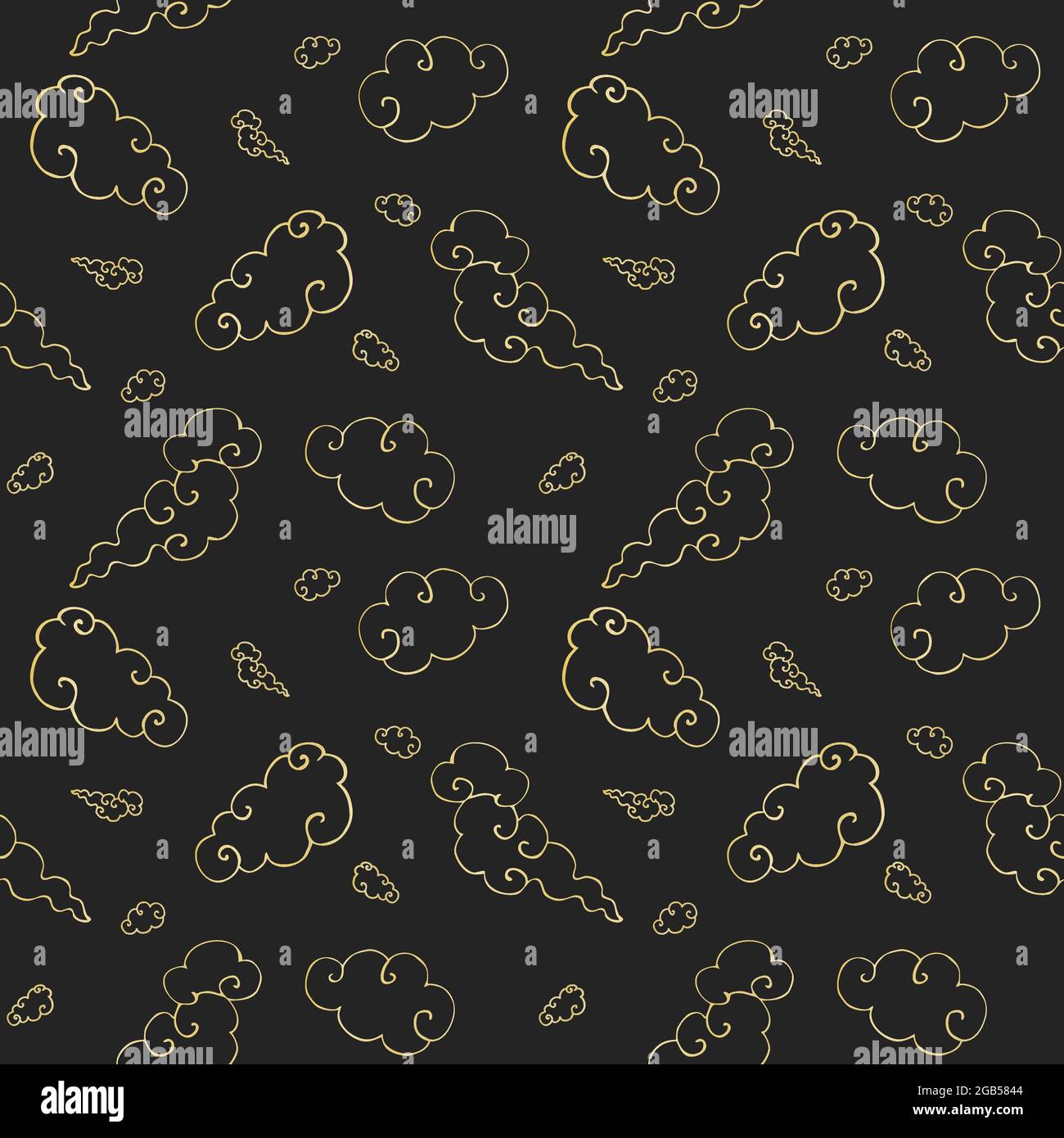 Seamless pattern with Chinese style clouds on black Stock Vector