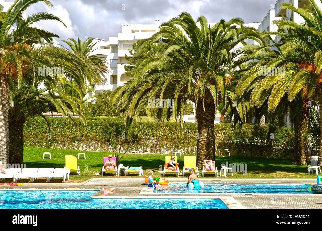 Swimming pool in Senhora Da Rocha on the Algarve coast in Portugal Stock Photo