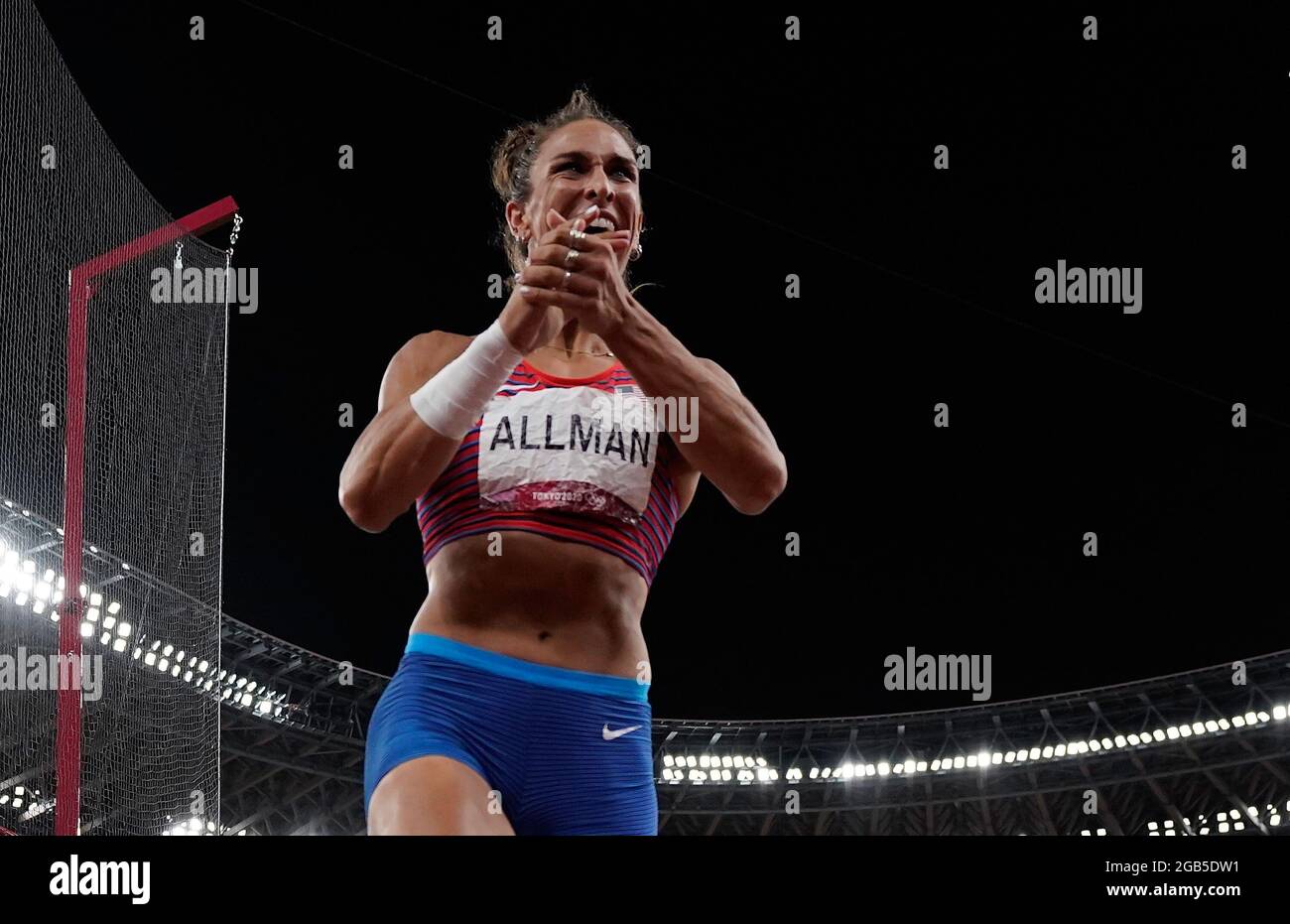 Tokyo, Japan. 2nd Aug, 2021. Valarie Allman of the United States reacts