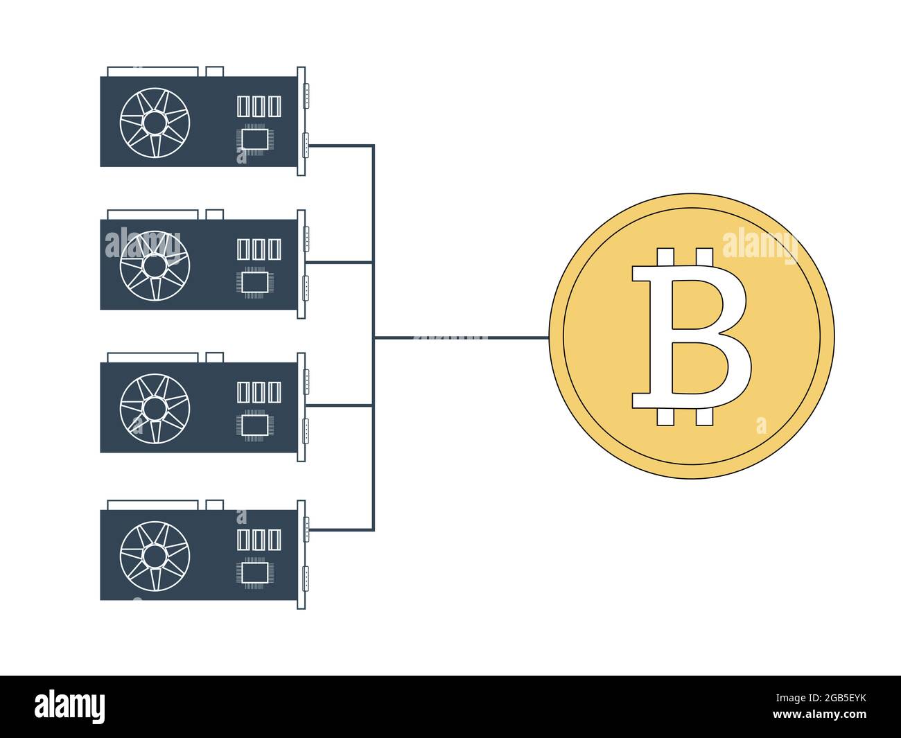 Bitcoin mining farm, concept banner. Graphic cards and big bitcoin. Mining  Crypto Currency. Design isolated on white background. New technology for ma  Stock Photo - Alamy
