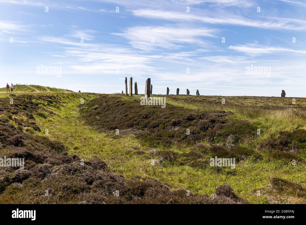 The Ring of Brodgar (or Brogar, or Ring o' Brodgar) is a Neolithic henge and stone circle in Mainland, Orkney, Scotland. Stock Photo