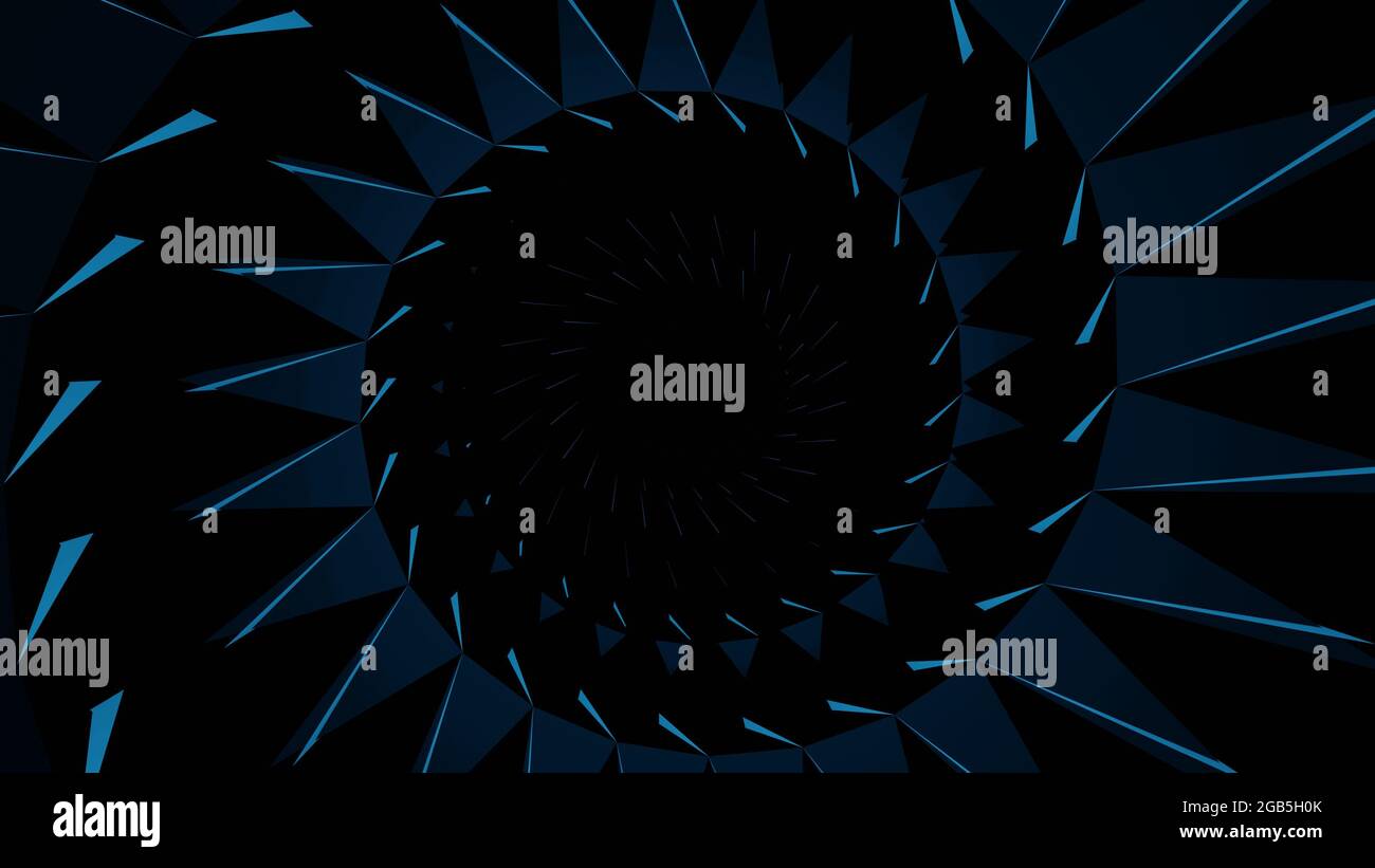 3D abstract Illustration of a blue spiral on a black background - for ...