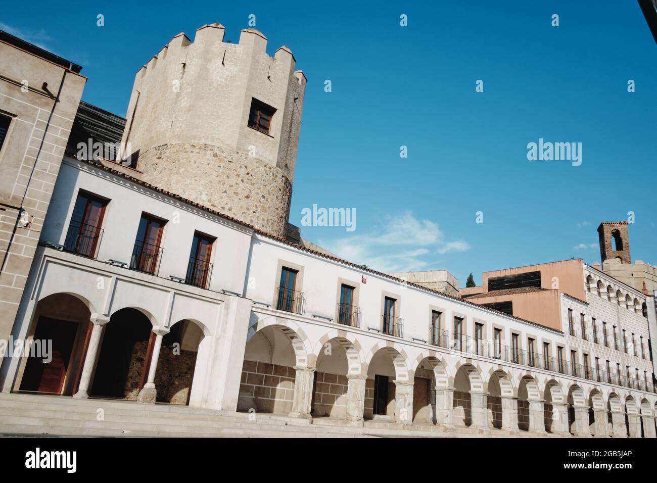 The Plaza Alta de Badajoz (Spain) was for centuries the center of the city, since it exceeded the limits of the Muslim citadel. Before it was known as Stock Photo