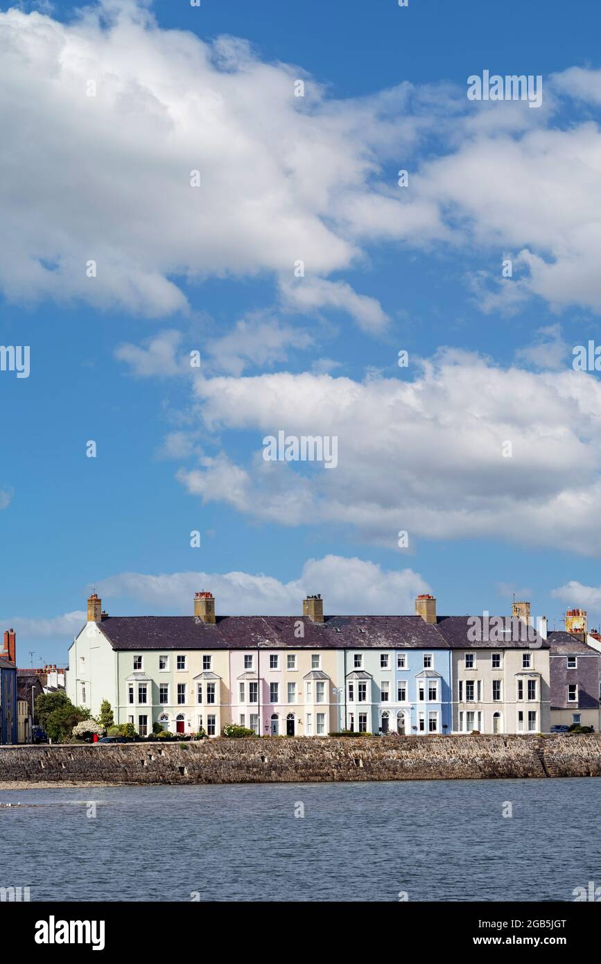 Colourful Victorian terraced houses on the coast in Beaumaris, Anglesey